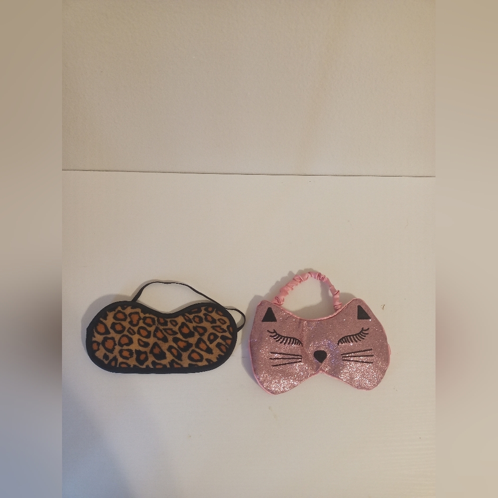Leopard and Pink Cat Sleep Masks for Kids